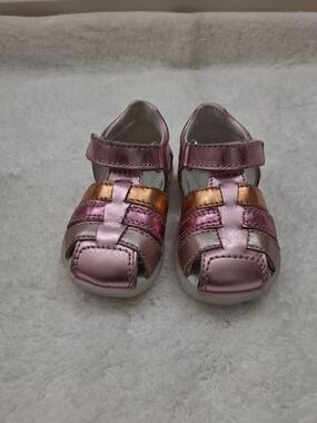 Naturino Metallic Pink and Rose-Gold Multi-Strap Baby Sandals